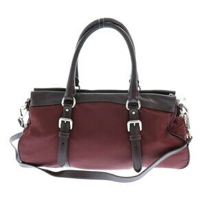 Prada Burgundy Nylon Handbag Leather